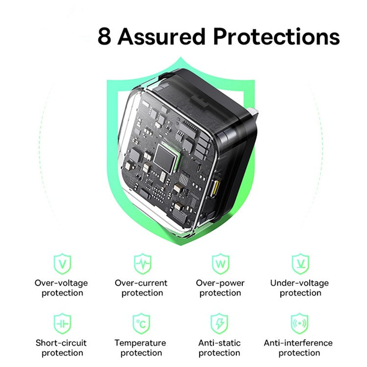 BASEUS Palm Fast Charger 20W Fast Charging Type-C Adapter UK Plug with Type-C Cable - Black