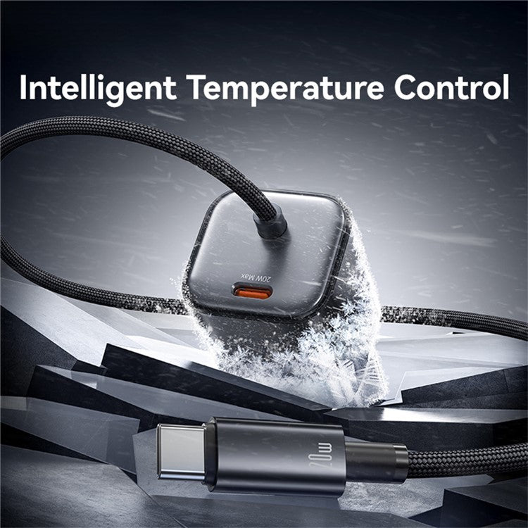 USAMS CC261 GaN Fast Charger Block 20W Dual Port Wall Charger with Type-C Cable, EU Plug - White