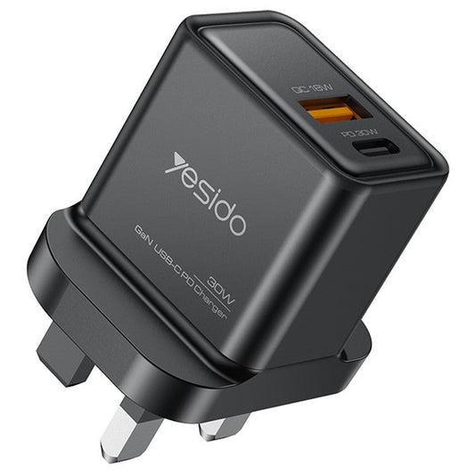 YESIDO YC83 GaN 30W Phone Charger USB+Type-C Port Power Adapter