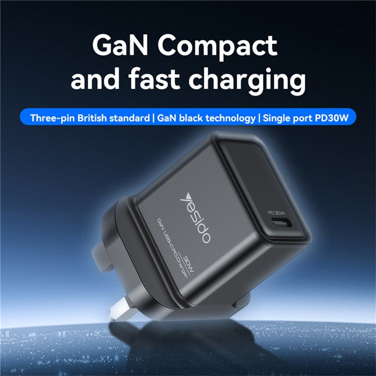 YESIDO YC82 PD 30W Fast Charging Power Adapter Type-C Single Port GaN Wall Charger