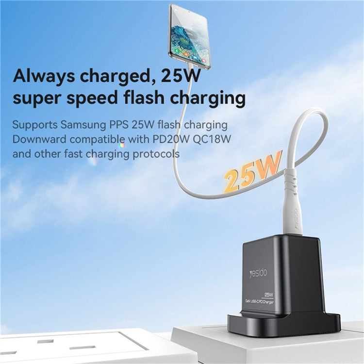 YESIDO YC81 GaN 25W Phone Charger Type-C Port Power Adapter