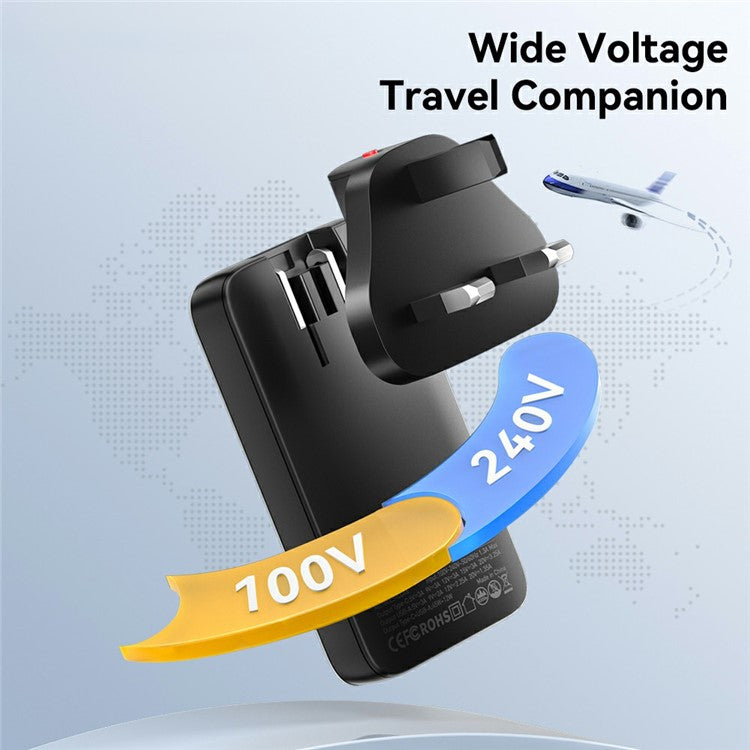 ESSAGER 65W Fast Charging Adapter USB A + Type C Dual Ports Ultra Slim GaN Travel Charger - UK Plug