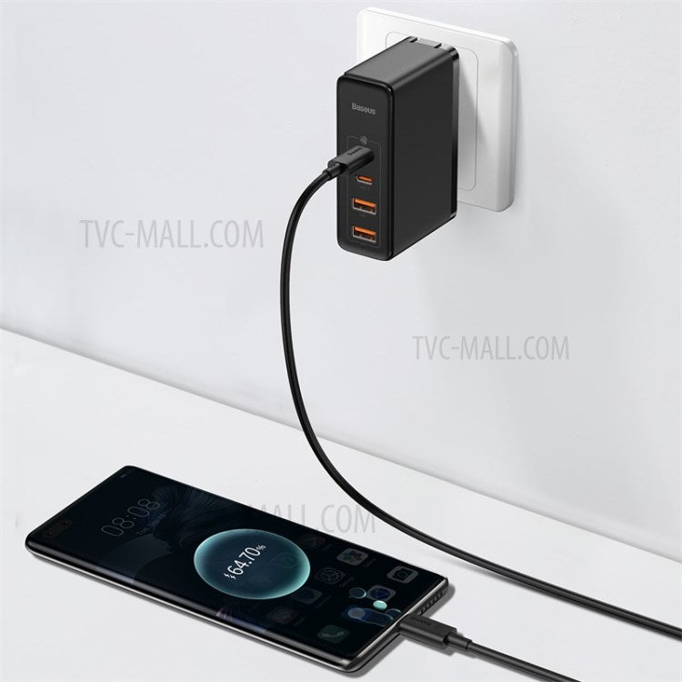 BASEUS GaN2 Pro 2 Type-C+2 USB Ports Quick Charger 100W with Type-C Charging Cable (CN Standard Plug) - Black