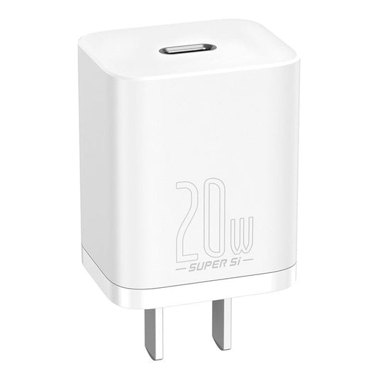 BASEUS Super Si Quick Charger 20W PD Wall Charger CN Standard Plug Portable Charger Adapter Block - White