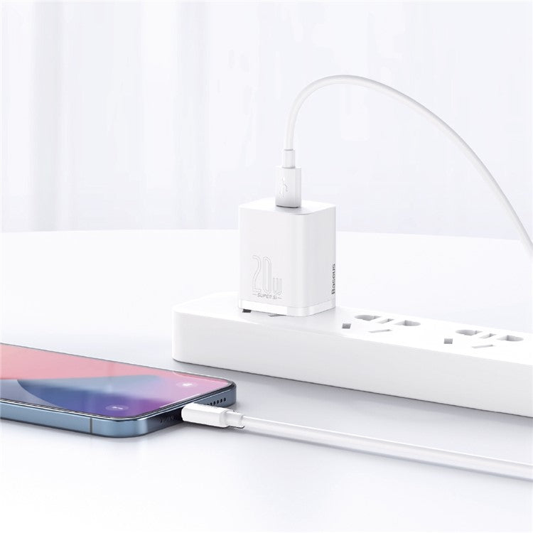 BASEUS Super Si Quick Charger 20W PD Wall Charger CN Standard Plug Portable Charger Adapter Block - White