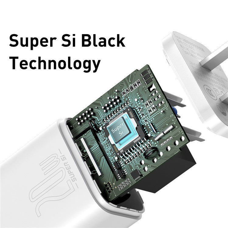 BASEUS Super Si Quick Charger 20W PD Wall Charger with Type-C to iP Data Cable 1m (CN Standard Plug) - White