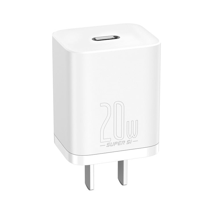 BASEUS Super Si Quick Charger 20W PD Wall Charger with Type-C to iP Data Cable 1m (CN Standard Plug) - White