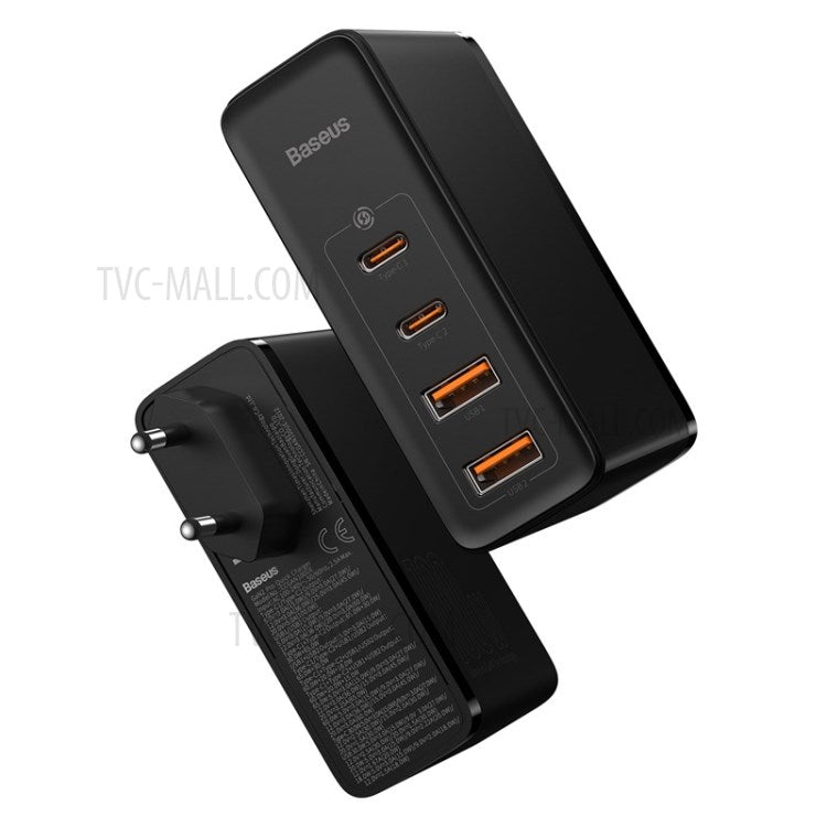 BASEUS GaN2 Pro 2 Type-C+2 USB Ports Quick Charger 100W Wall Charger Block with Type-C Charging Cable (EU Plug) - Black