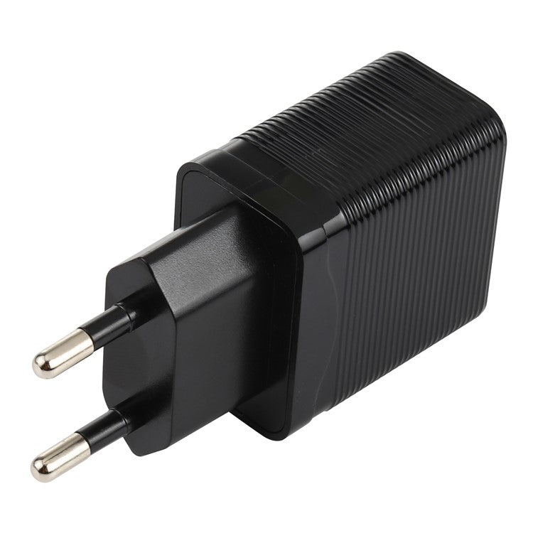 LZ-728 QC 3.0 USB+PD 20W Type-C Travel Wall Charger Fast Charging Phone Adapter for Xiaomi iPhone - Black EU Plug