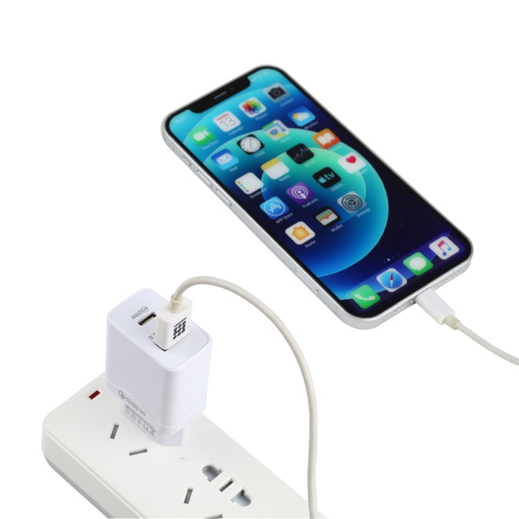 LZ-728 QC 3.0 USB+PD 20W Type-C Travel Wall Charger Fast Charging Phone Adapter for Xiaomi iPhone - White EU Plug