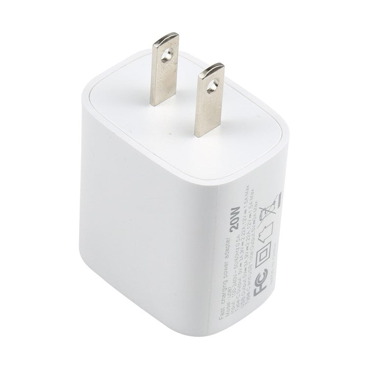E087 20W PD Type-C+USB Home Travel Wall Charger Fast Charging Power Adapter - US Plug