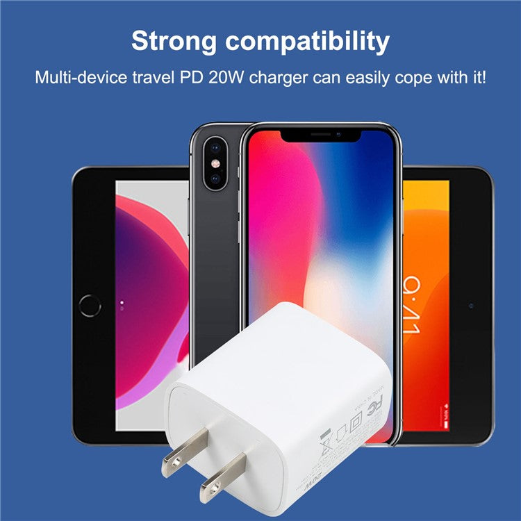 E087 20W PD Type-C+USB Home Travel Wall Charger Fast Charging Power Adapter - US Plug