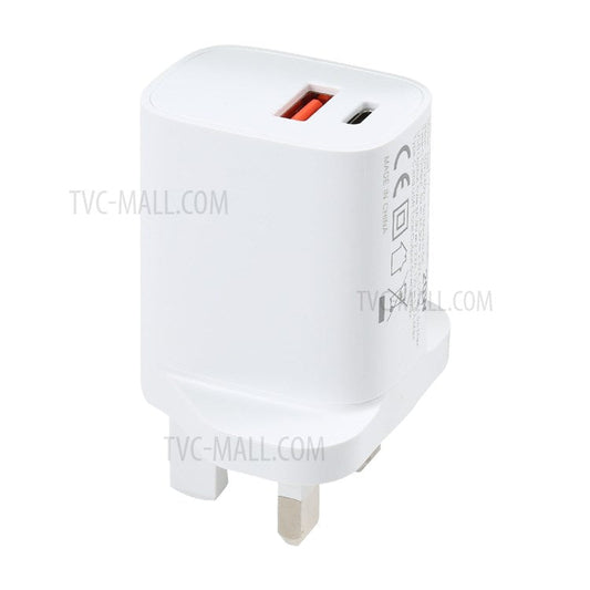 E087 20W PD Type-C+USB Home Travel Wall Charger Fast Charging Power Adapter - UK Plug