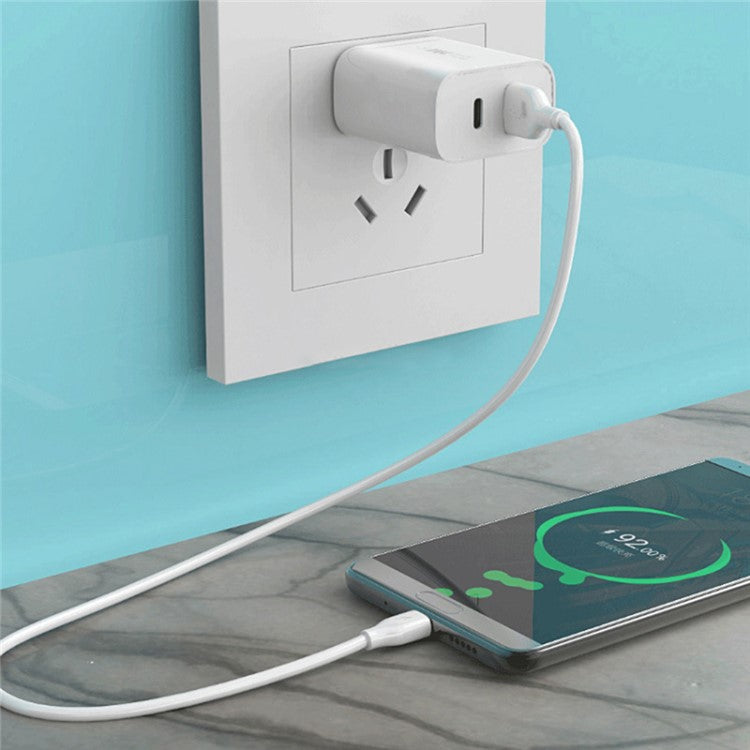 WK WP-U53 20W PD Fast Charging USB-A + Type-C Dual Ports Wall Charger Travel Power Adapter - US Plug