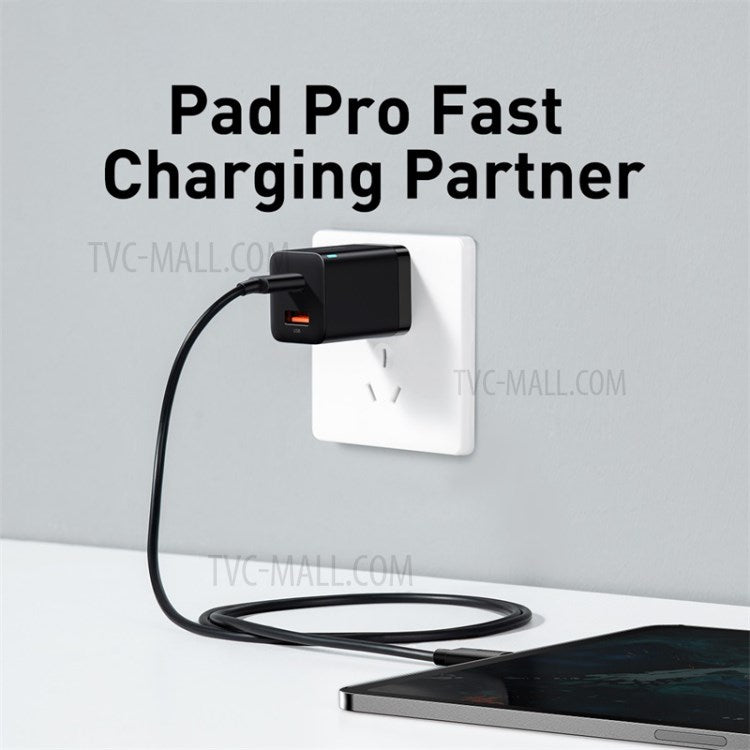 BASEUS Super Si Pro Type-C + USB Quick Charger Travel Dual Port Charging Block 30W - US Plug / Black