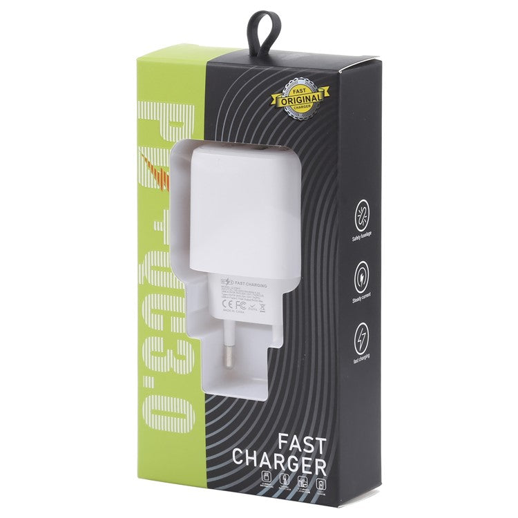 LZ-215A+C 20W QC3.0 USB + PD3.0 Type-C Dual Ports Fast Charging Travel Charger Power Adapter - EU Plug