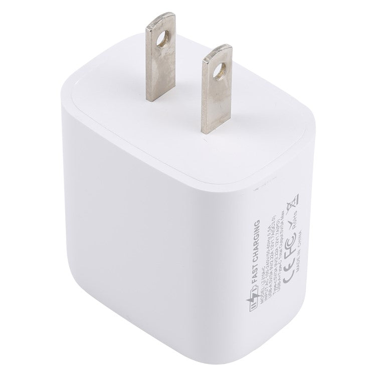 LZ-215A+C 20W QC3.0 USB + PD3.0 Type-C Dual Ports Fast Charging Travel Charger Power Adapter - US Plug
