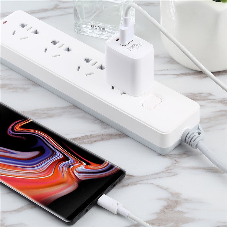 LZ-215A+C 20W QC3.0 USB + PD3.0 Type-C Dual Ports Fast Charging Travel Charger Power Adapter - US Plug