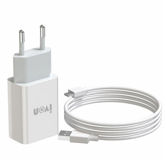 IVON AD-33 2.1A USB Charger Portable Travel Wall Adapter + 1m Type-C Data Cable - EU Plug