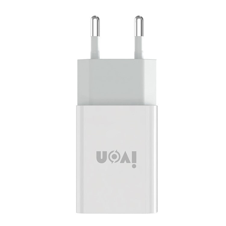 IVON AD-33 2.1A USB Charger Portable Travel Wall Adapter + 1m Type-C Data Cable - EU Plug