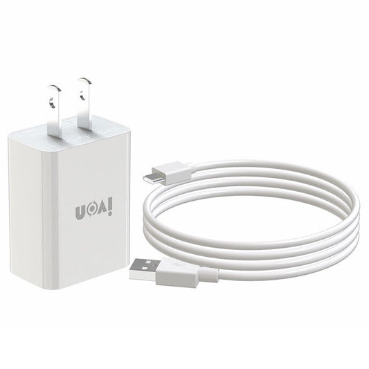 IVON AD-33 2.1A USB Charger Portable Travel Wall Adapter + 1m Type-C Data Cable - US Plug