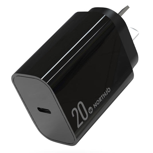 NORTHJO NOPD200601AU PD 20W Type-C Port Home Travel Wall Charger Fast Charging Power Adapter - AU Plug/Black