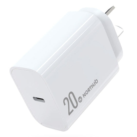 NORTHJO NOPD200601AU PD 20W Type-C Port Home Travel Wall Charger Fast Charging Power Adapter - AU Plug/White