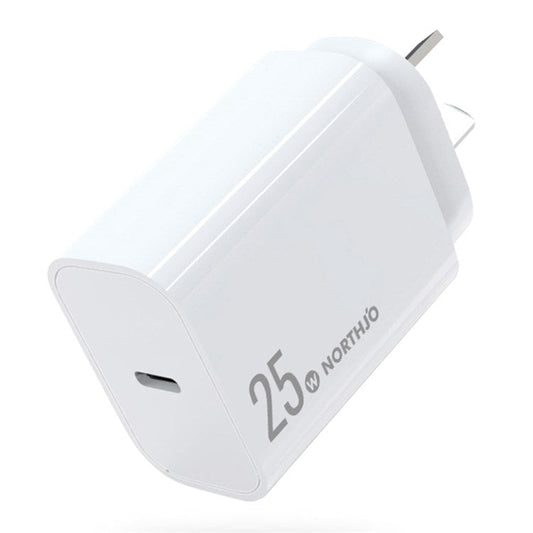 NORTHJO NOPD250601AU PD 25W Type-C Port Fast Charging Adapter Home Travel Wall Charger - AU Plug/White