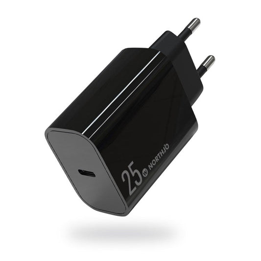 NORTHJO NOPD250601EU PD 25W Fast Type C Charger USB C Charger Block for Samsung iPhone iPad - EU Plug/Black