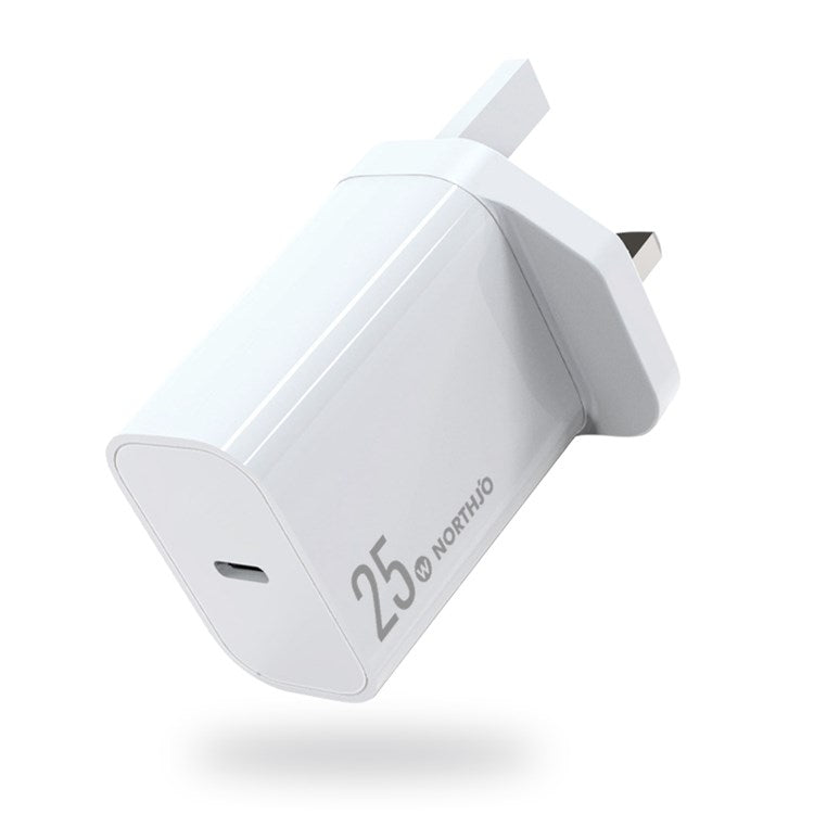 NORTHJO NOPD250601UK Travel USB C Charger Block PD 25W Fast Type C Charger - UK Plug/White