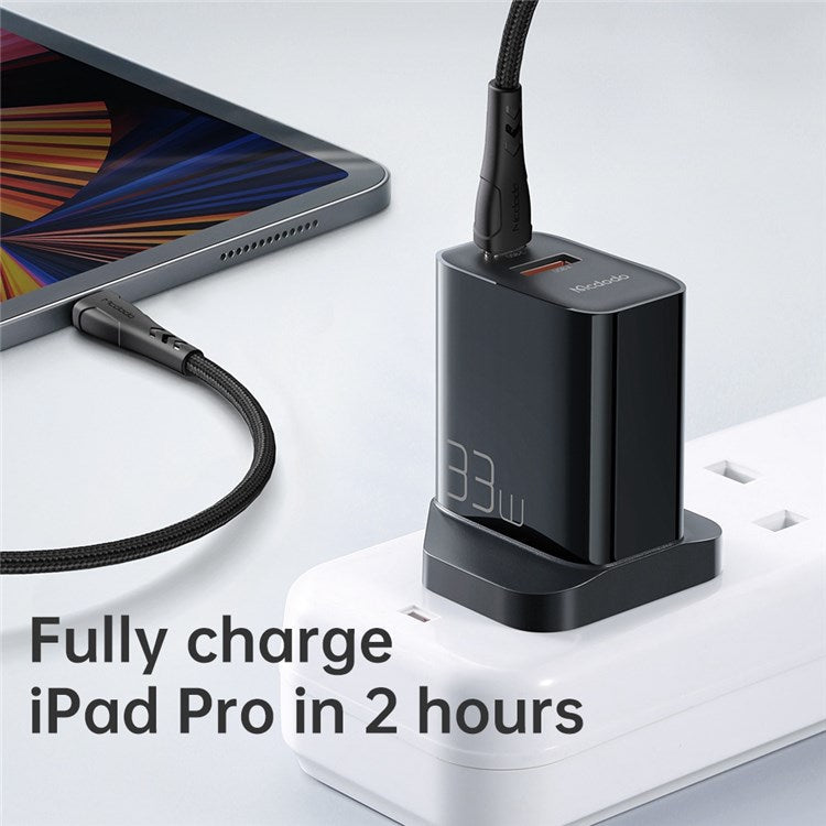 MCDODO MDD PD33W PD Dual Output Fast Compatible Charger Set USB A+USB C Charger Adapter Block with Type-C to Type-C Cable - UK Plug
