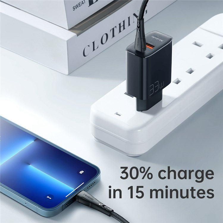 MCDODO MDD PD33W PD Dual Output Fast Compatible Charger Set USB A+USB C Charger Adapter Block with Type-C to Type-C Cable - EU Plug