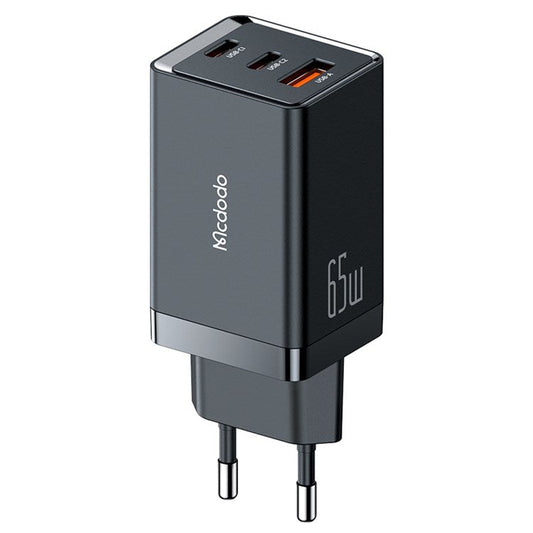 MCDODO MDD 65W GaN5 Mini Fast Charger USB + Dual Type-C Travel Power Adapter - EU Plug