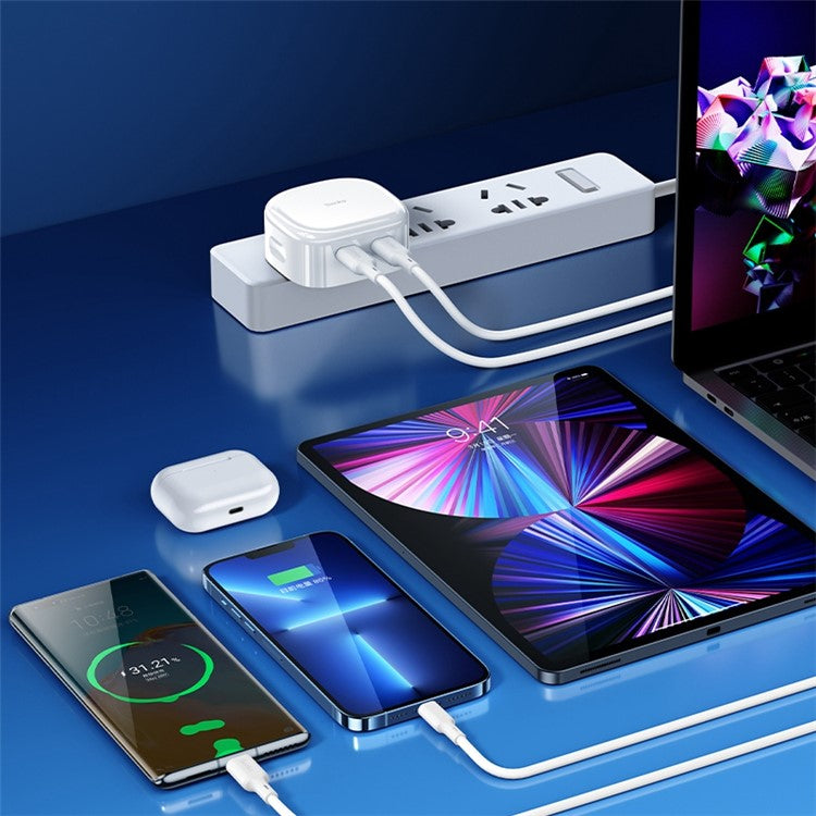 BENKS PA49 CN Plug Dual Type-C Port 45W Phone Fast Charging Adapter Wall Charger - White