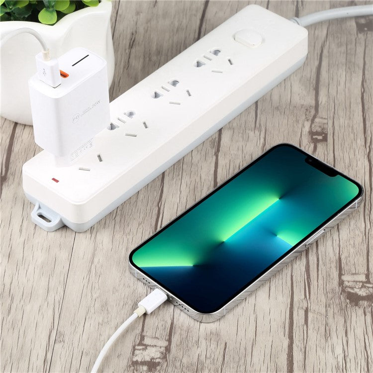 LZ-1130 PD 20W Type-C+QC 3.0 USB Fast Charger Power Adapter Portable Charging Block - EU Plug / White