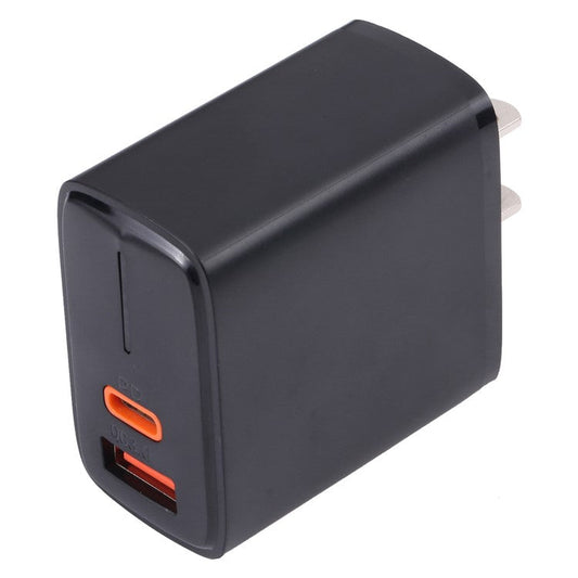 LZ-1130 PD 20W Type-C+QC 3.0 USB Fast Charger Power Adapter Portable Charging Block - US Plug / Black