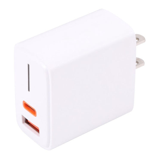 LZ-1130 PD 20W Type-C+QC 3.0 USB Fast Charger Power Adapter Portable Charging Block - US Plug / White
