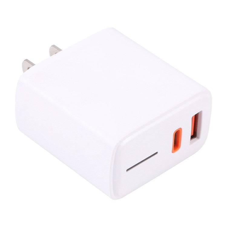 LZ-1130 PD 20W Type-C+QC 3.0 USB Fast Charger Power Adapter Portable Charging Block - US Plug / White