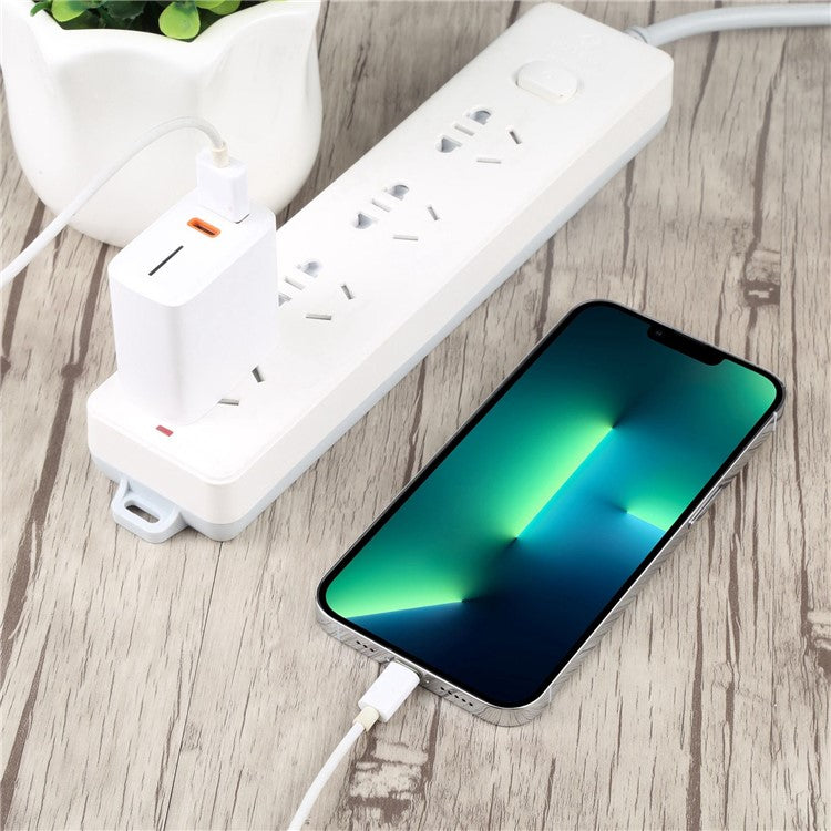 LZ-1130 PD 20W Type-C+QC 3.0 USB Fast Charger Power Adapter Portable Charging Block - US Plug / White