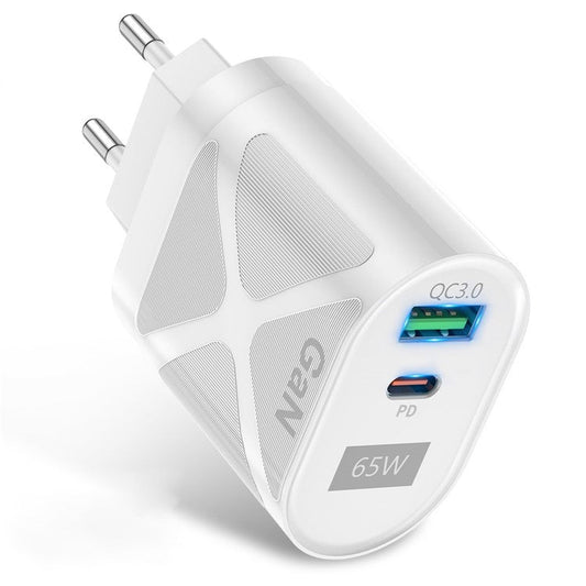 UD7568 PD+QC Fast Charging Charger Type-C + USB-A Power Adapter for Phone Tablet - White / Korea Plug