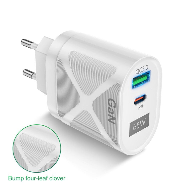 UD7568 PD+QC Fast Charging Charger Type-C + USB-A Power Adapter for Phone Tablet - White / Korea Plug