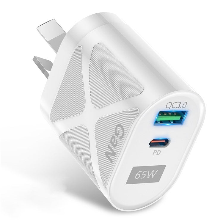 UD7568 PD+QC Fast Charging Charger Type-C + USB-A Power Adapter for Phone Tablet - White / AU Plug