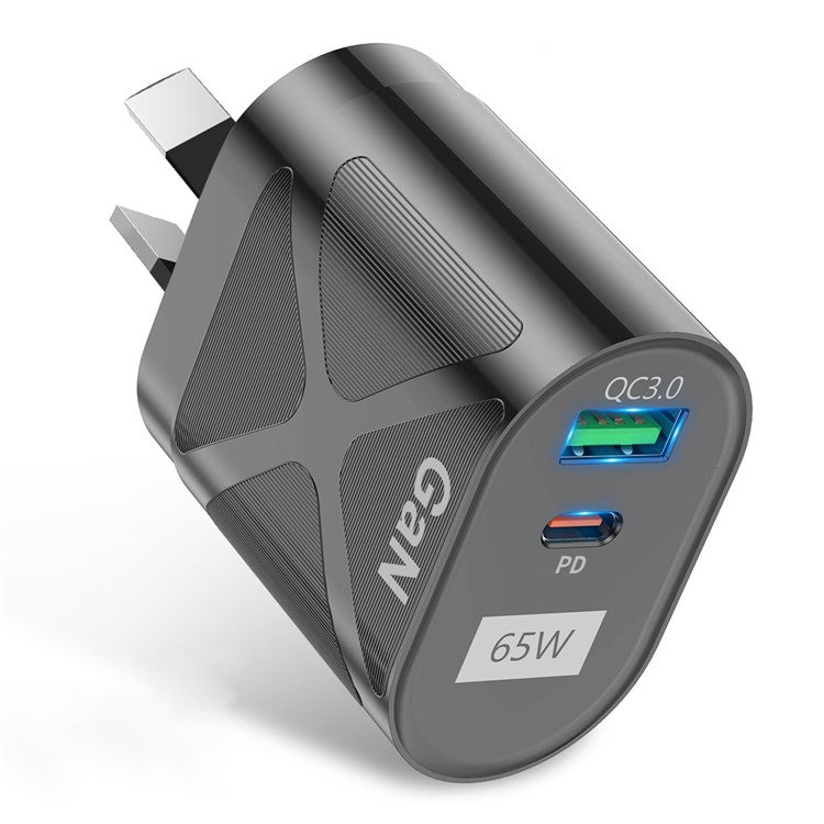 UD7568 PD+QC Fast Charging Charger Type-C + USB-A Power Adapter for Phone Tablet - Black / AU Plug