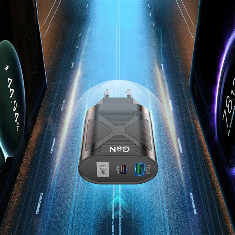 UD7568 PD+QC Fast Charging Charger Type-C + USB-A Power Adapter for Phone Tablet - Black / AU Plug