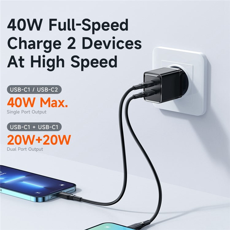 MCDODO MDD 40W GAN Dual Type-C Phone Tablet Fast Charging Adapter Wall Charger - EU Plug