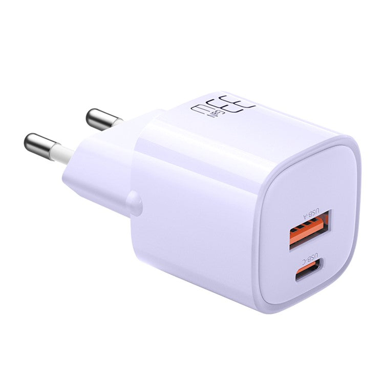 MCDODO MDD Nano Series PD 33W USB-A + Type-C Fast Charging Adapter Dual Port Wall Charger - EU Plug / Purple