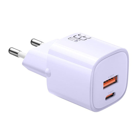 MCDODO MDD Nano Series PD 33W USB-A + Type-C Fast Charging Adapter Dual Port Wall Charger - EU Plug / Purple