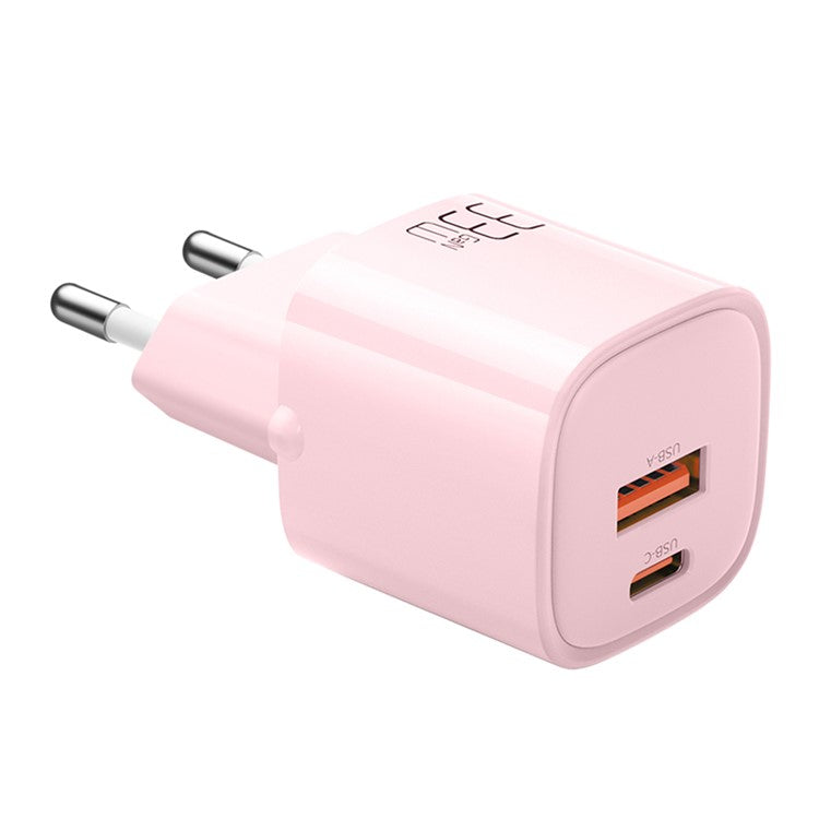 MCDODO MDD Nano Series PD 33W USB-A + Type-C Fast Charging Adapter Dual Port Wall Charger - EU Plug / Pink