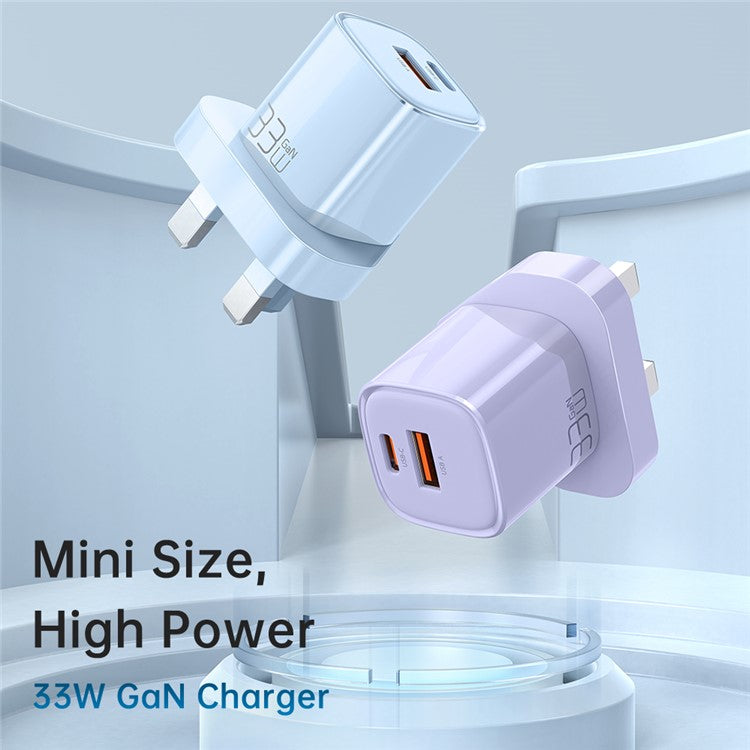 MCDODO MDD Nano Series PD 33W USB-A + Type-C Fast Charging Adapter Dual Port Wall Charger - UK Plug / Pink