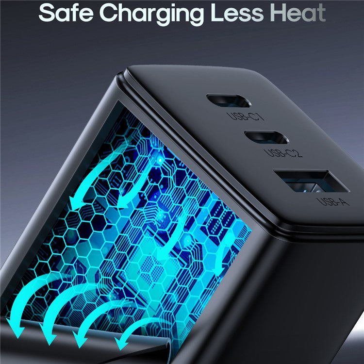 JOYROOM TCG01 GaN Ultra 65W 3-Port Fast Charger Set with 1.2m 100W Type-C Cable for iPhone 16-15 Series Mini Wall Charger (EU Plug)